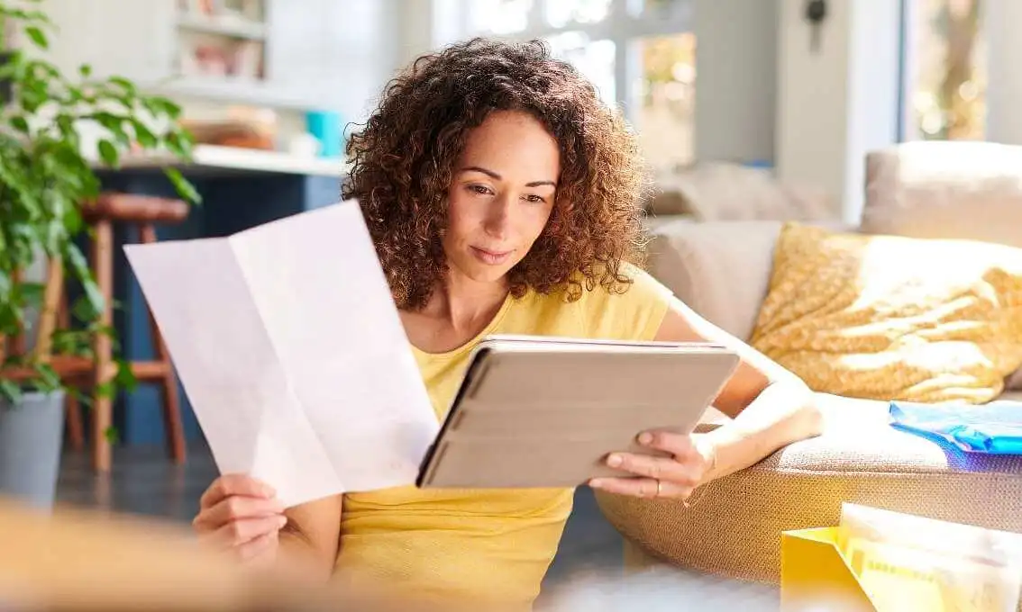 Lady going through her finances