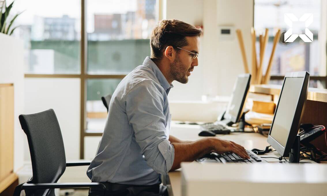 worker on his computer