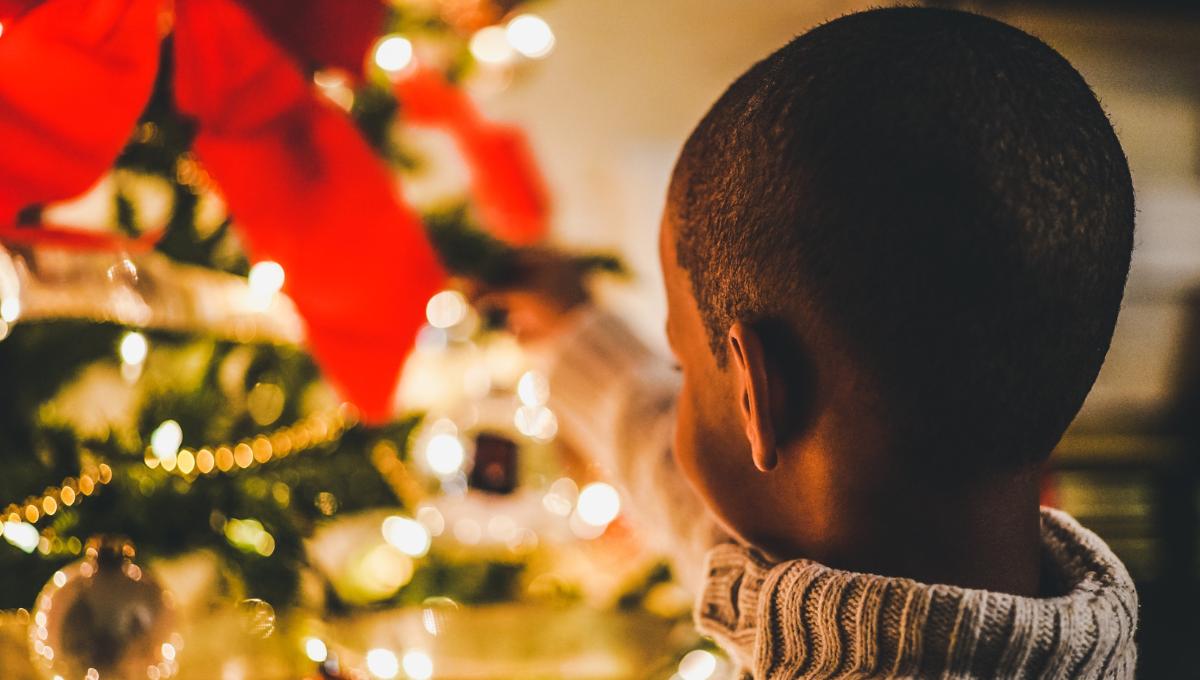 Little boy and a Christmas tree