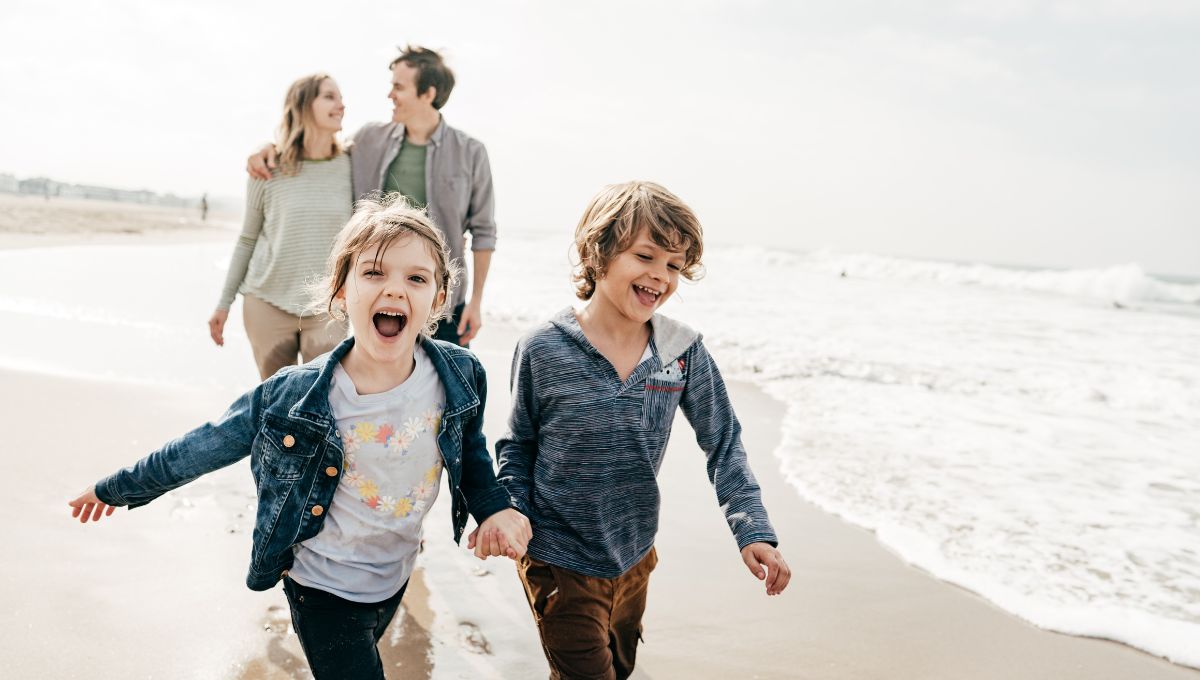 Family enjoying beach time