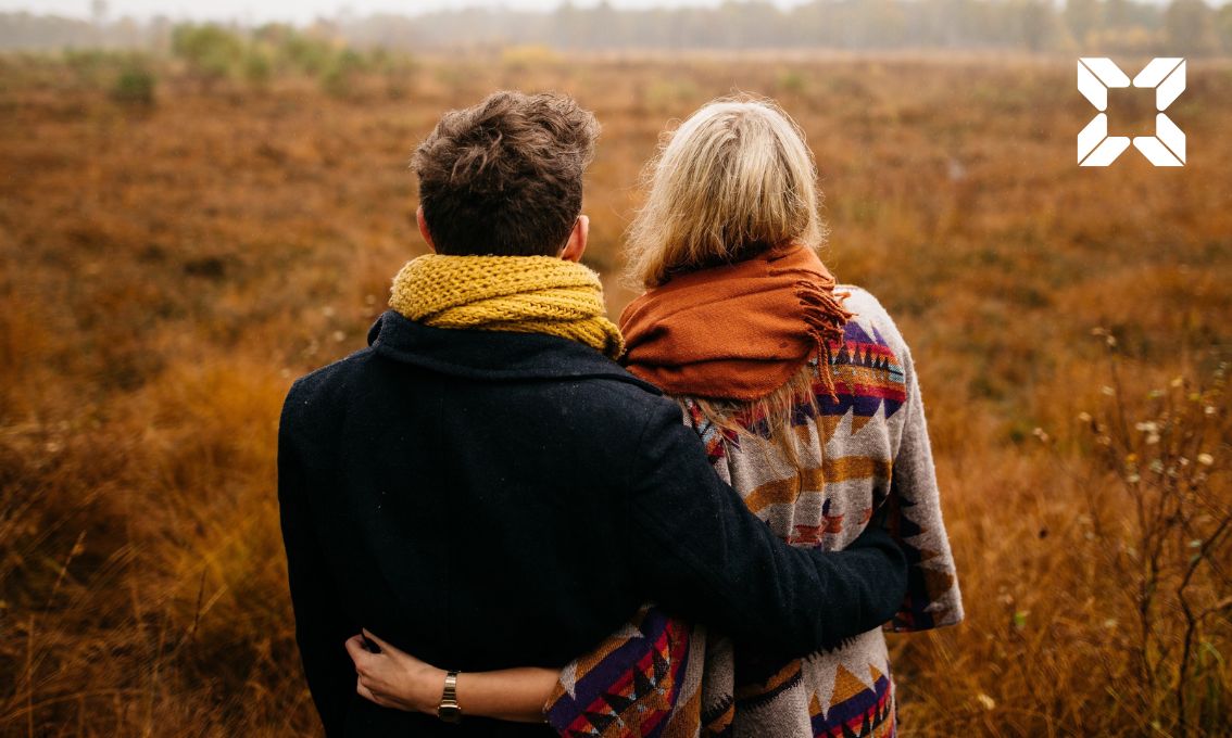 Couple enjoying the feel of nature.