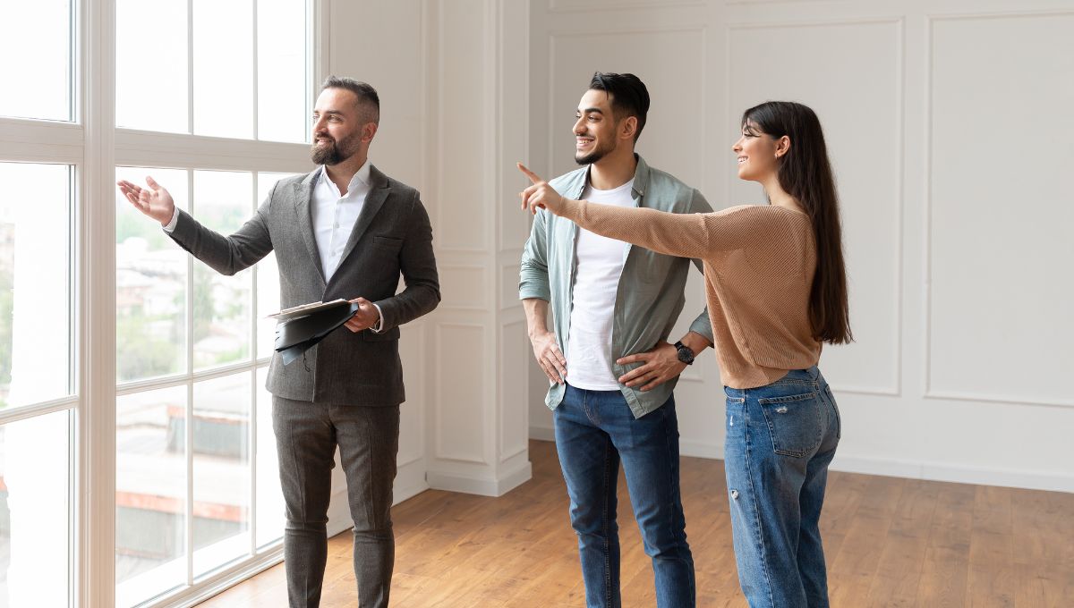 Couple checking out new home