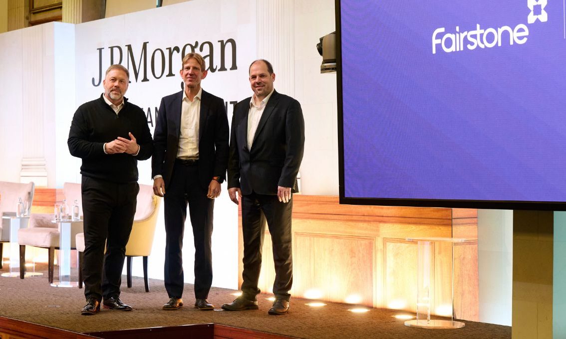 Fairstone leadership on stage at the launch event in J.P. Morgan offices