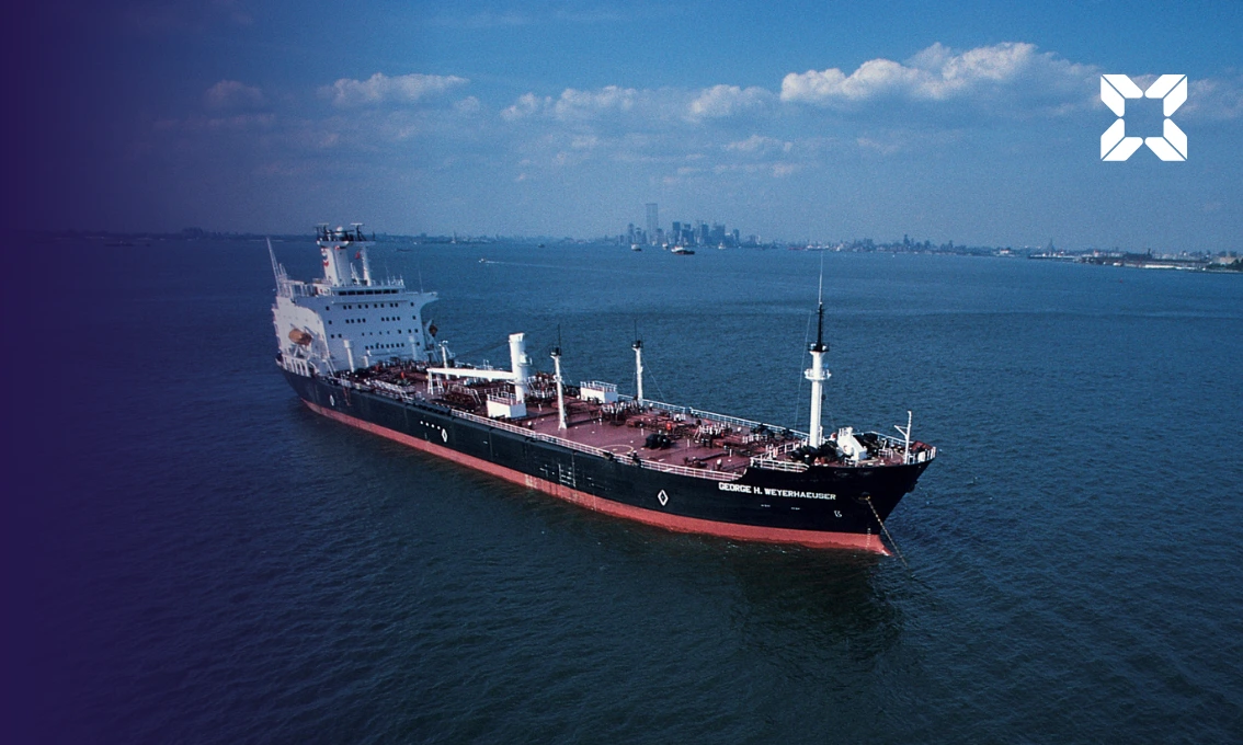 A picture of an oil tanker sailing in the sea.